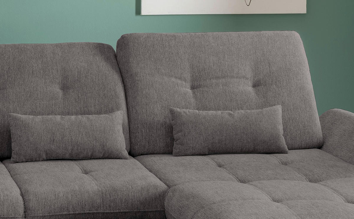 WOHNLANDSCHAFT in Chenille Braun, Grau  - Chromfarben/Braun, Design, Textil/Metall (254/376/195cm) - Livetastic