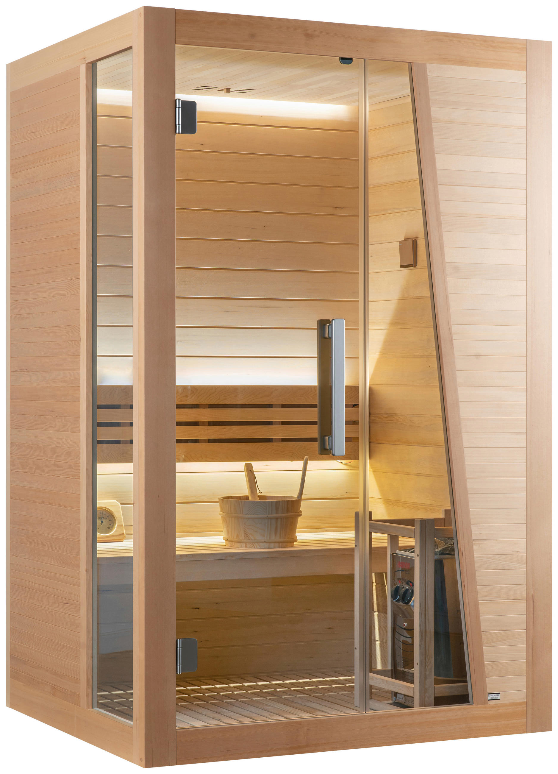 SAUNA für 2 Personen  - Naturfarben, Basics, Glas/Holz (110/195/125cm) - Sanotechnik