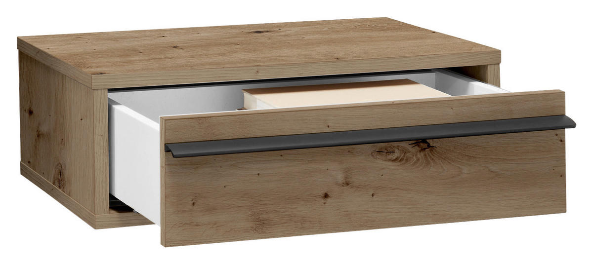 NACHTSCHRANK 50/17/34 cm  - Schwarz/Eiche Artisan, KONVENTIONELL, Holzwerkstoff/Metall (50/17/34cm) - Chameo
