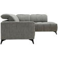 ECKSOFA Dunkelgrau Chenille  - Dunkelgrau/Schwarz, Design, Textil/Metall (293/214cm) - Xora