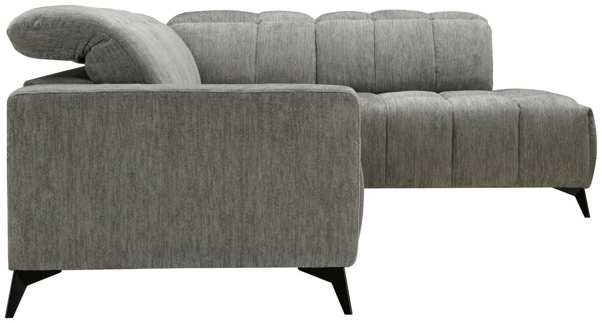 ECKSOFA inkl. Funktionen Dunkelgrau Chenille  - Dunkelgrau/Schwarz, Design, Textil/Metall (293/214cm) - Xora