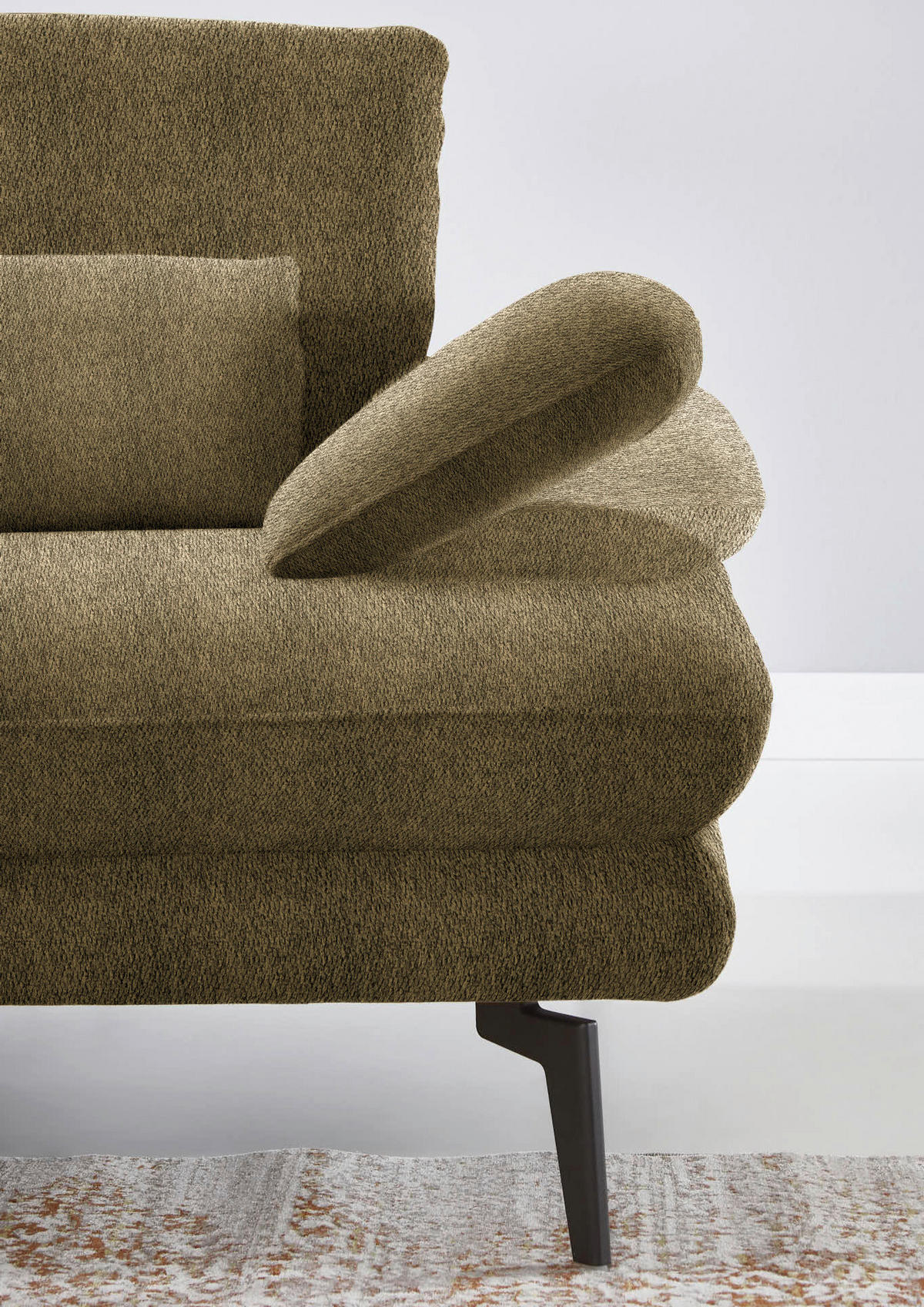 ECKSOFA in Chenille Grün  - Schwarz/Grün, Design, Textil/Metall (180/310cm) - Dieter Knoll