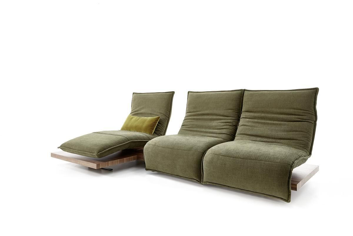 ECKSOFA in Flachgewebe Grün  - Schwarz/Grün, Natur, Holz/Textil (162/320cm) - Koinor
