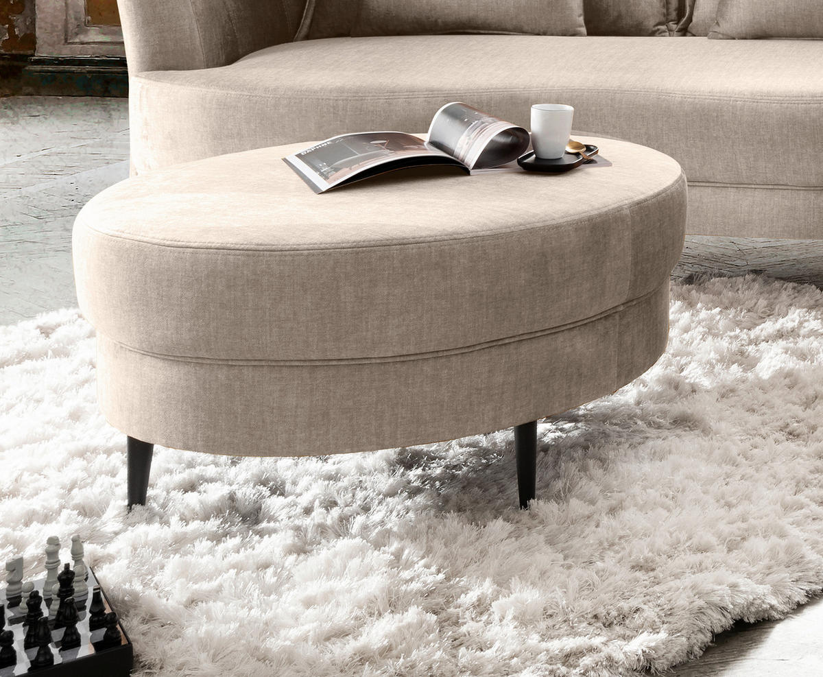 HOCKER in Textil Beige  - Beige/Schwarz, Modern, Textil/Metall (80/43/80cm) - Livetastic