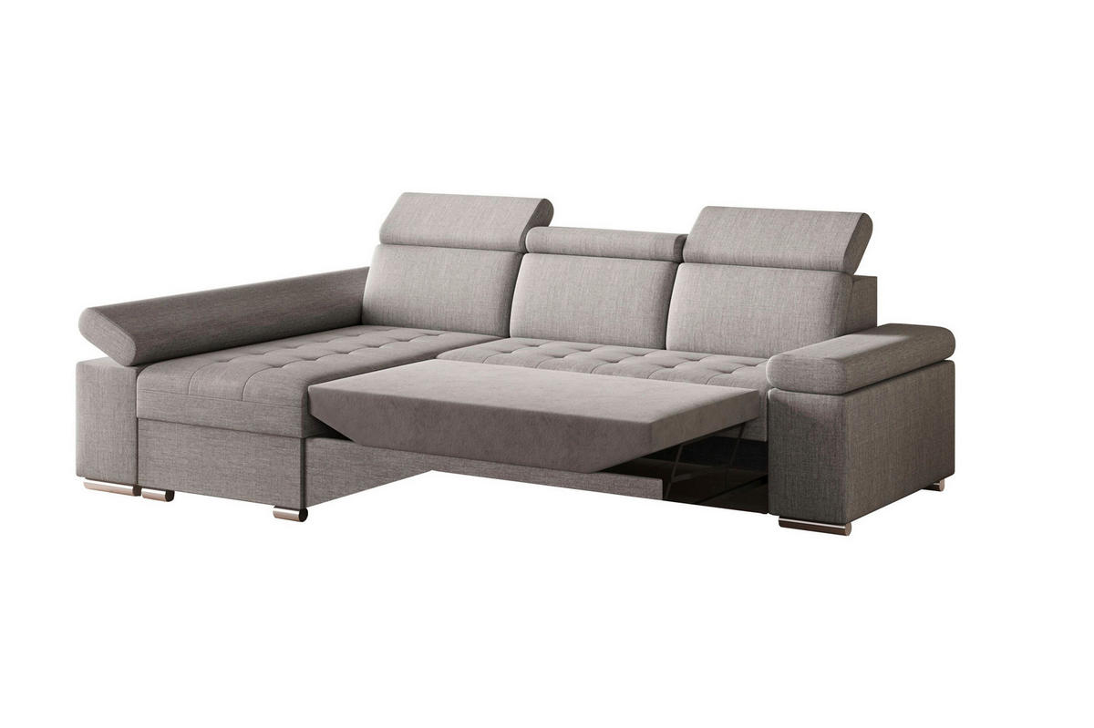 ECKSOFA TORONTO in Webstoff Hellgrau  - Silberfarben/Hellgrau, Design, Textil (168/260cm) - MID.YOU