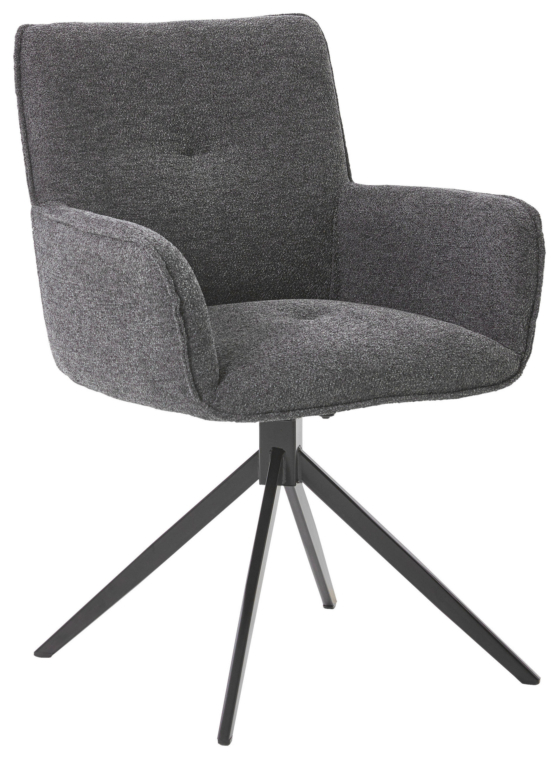 ARMLEHNSTUHL in Eisen Webstoff - Graphitfarben/Schwarz, Design, Textil/Metall (61/85/63cm) - Valdera