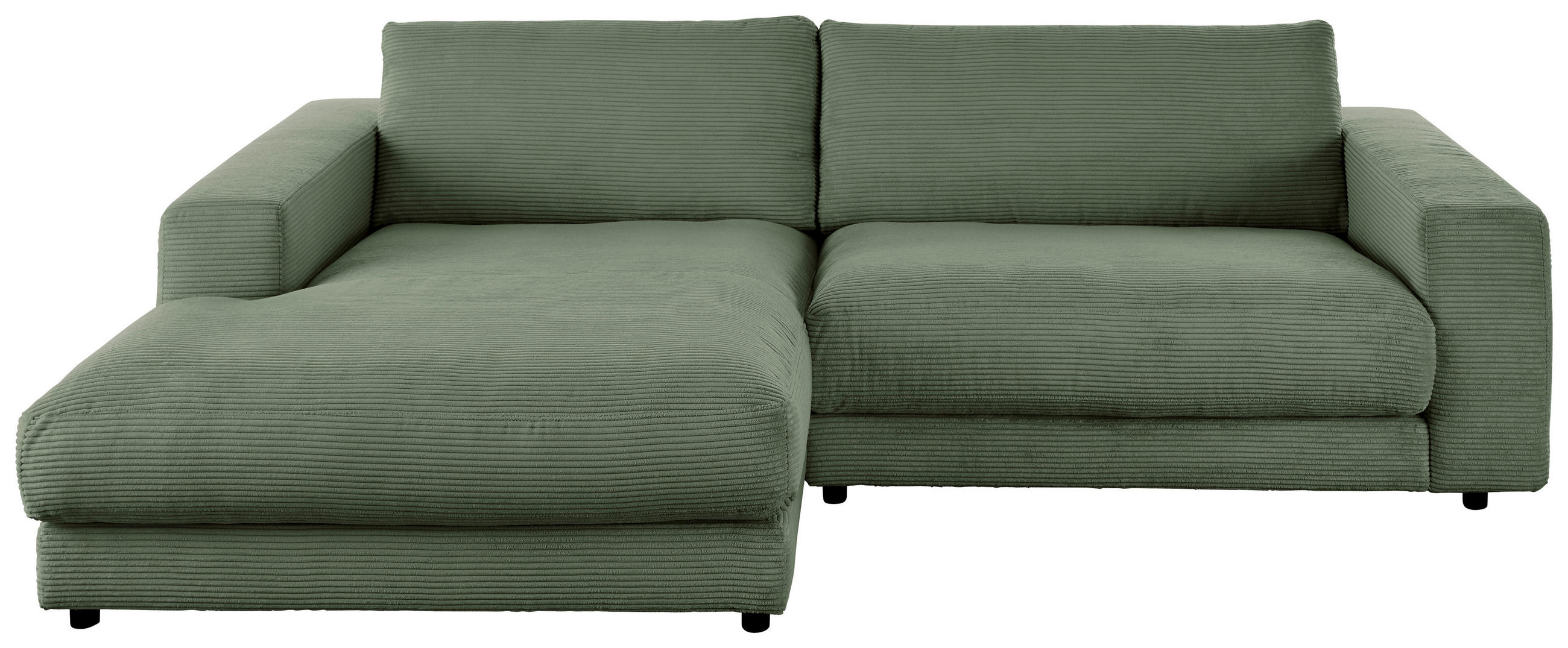 ECKSOFA in Cord Grün  - Schwarz/Grün, Design, Kunststoff/Textil (190/250cm) - Pure Home Lifestyle