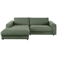 ECKSOFA in Cord Grün  - Schwarz/Grün, Design, Kunststoff/Textil (190/250cm) - Pure Home Lifestyle