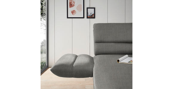 ECKSOFA Hellgrau Flachgewebe  - Hellgrau/Schwarz, Design, Textil/Metall (176-217/279-327cm) - Dieter Knoll