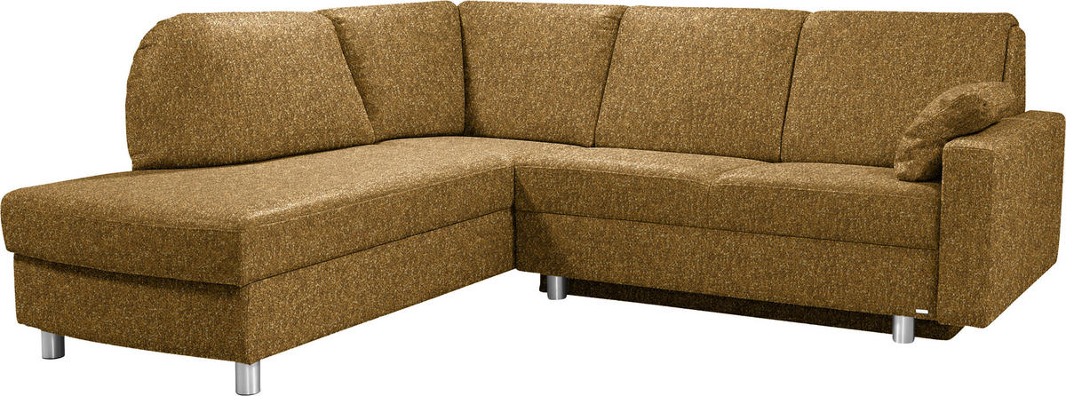 ECKSOFA  in Mikrovelours Senfgelb  208/227 cm  - Senfgelb/Alufarben, KONVENTIONELL, Textil/Metall (208/227cm) - Sedda