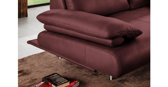 ECKSOFA in Echtleder Bordeaux  - Bordeaux/Schwarz, Design, Leder/Metall (305/231cm) - Dieter Knoll