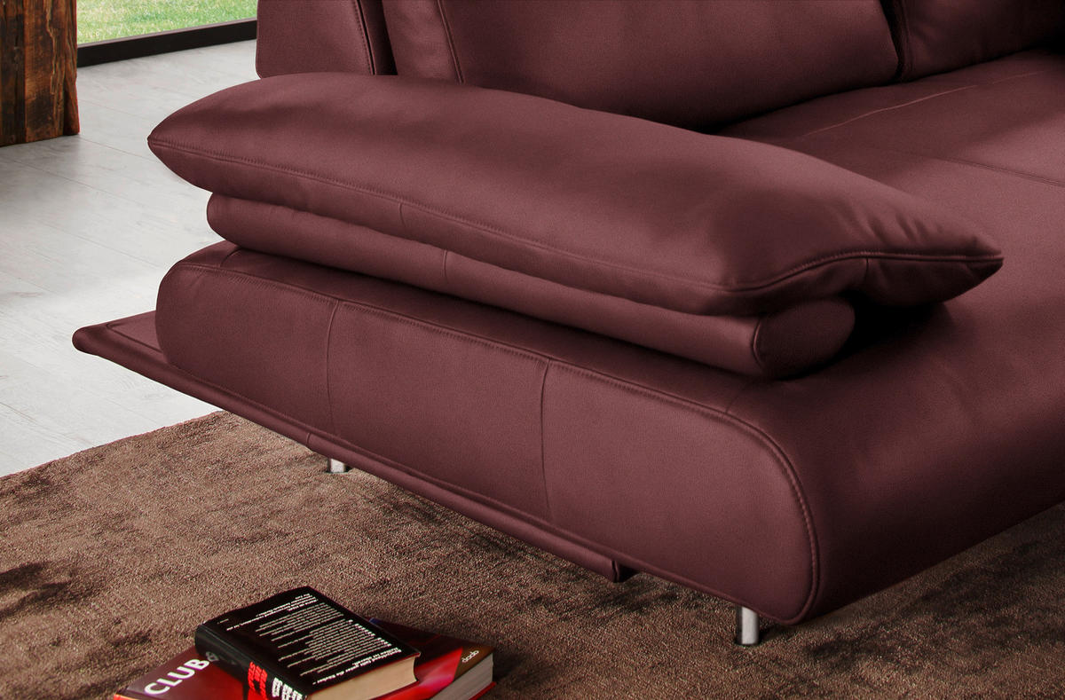 ECKSOFA in Echtleder Bordeaux  - Bordeaux/Schwarz, Design, Leder/Metall (305/231cm) - Dieter Knoll