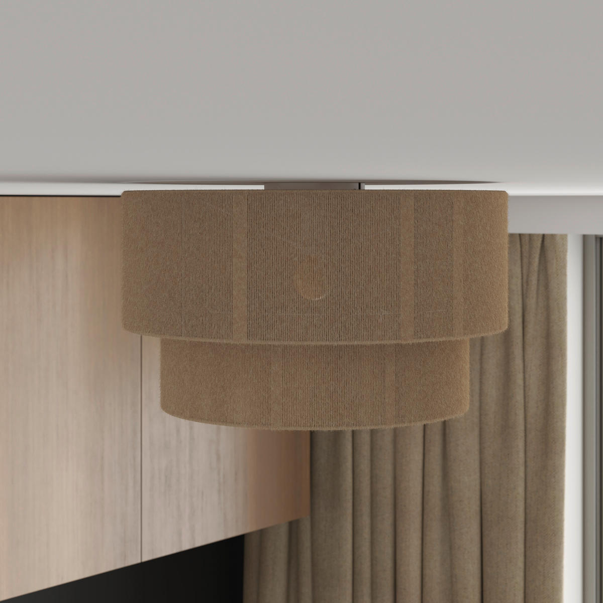 DECKENLEUCHTE  45/27 cm    - Braun/Weiß, Natur, Kunststoff/Textil (45/27cm) - Novel