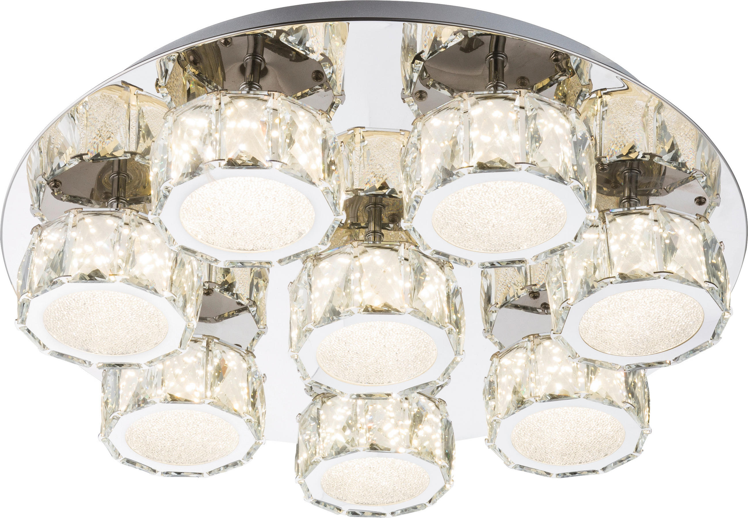 LED MENNYEZETI LÁMPA - króm, Design, Üveg/fém (50/11cm)