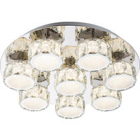 LED MENNYEZETI LÁMPA - króm, Design, Üveg/fém (50/11cm)