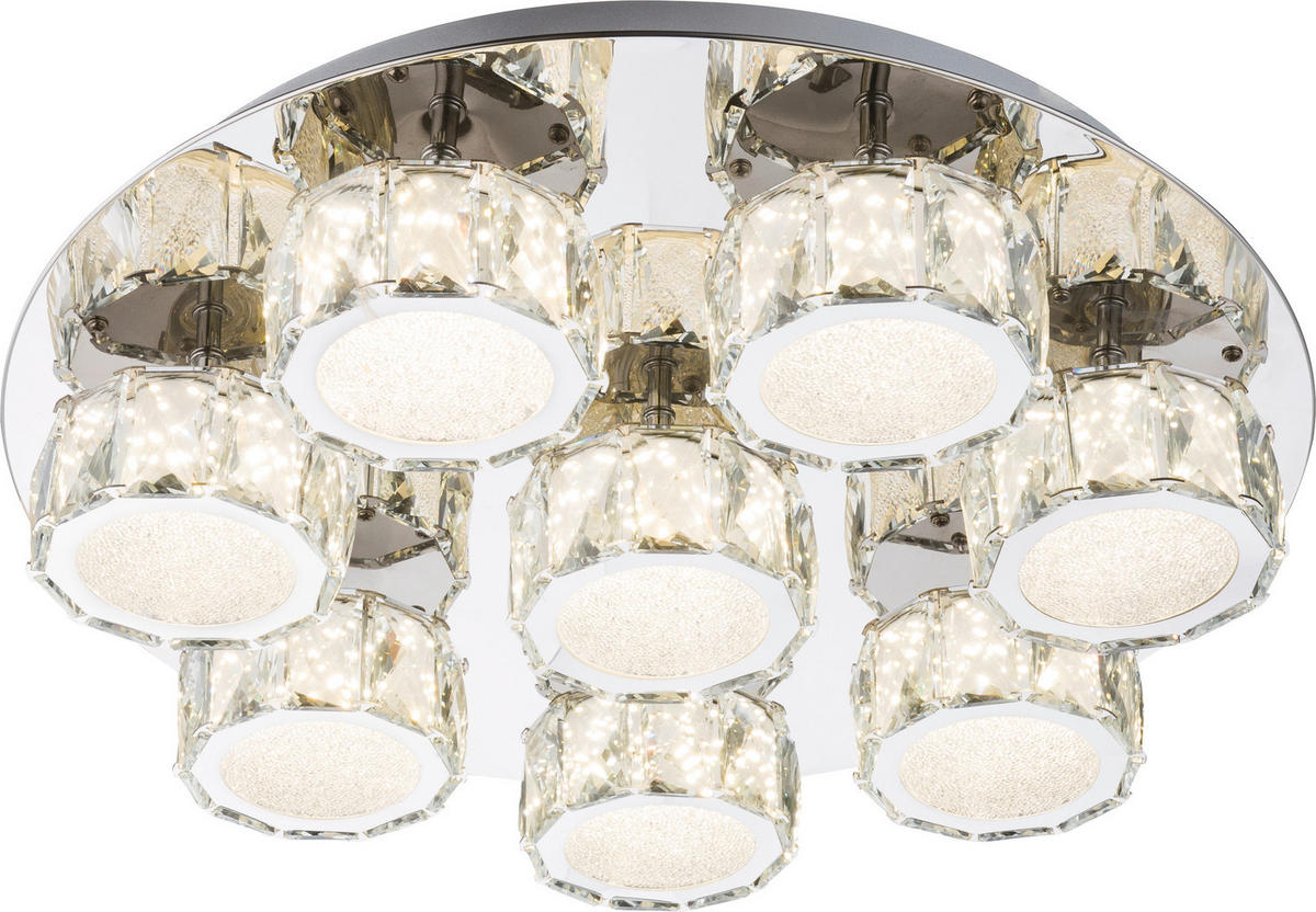 LED MENNYEZETI LÁMPA - króm, Design, Üveg/fém (50/11cm)