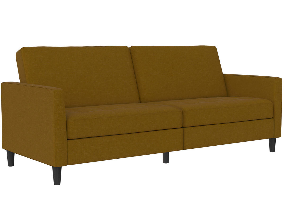 SCHLAFSOFA Webstoff, Leinenoptik Currygelb  - Currygelb/Schwarz, Basics, Kunststoff/Textil (207/86/86cm) - Livetastic