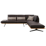 ECKSOFA in Echtleder Braun  - Schwarz/Braun, Design, Leder/Metall (282/205cm) - Dieter Knoll