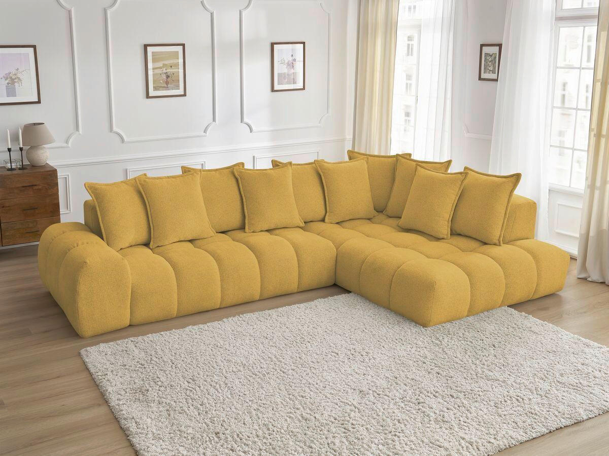 ECKSOFA Ottomane rechts  EVEREST Gelb Flachgewebe  - Gelb/Schwarz, MODERN, Kunststoff/Textil (352/210cm) - Livetastic