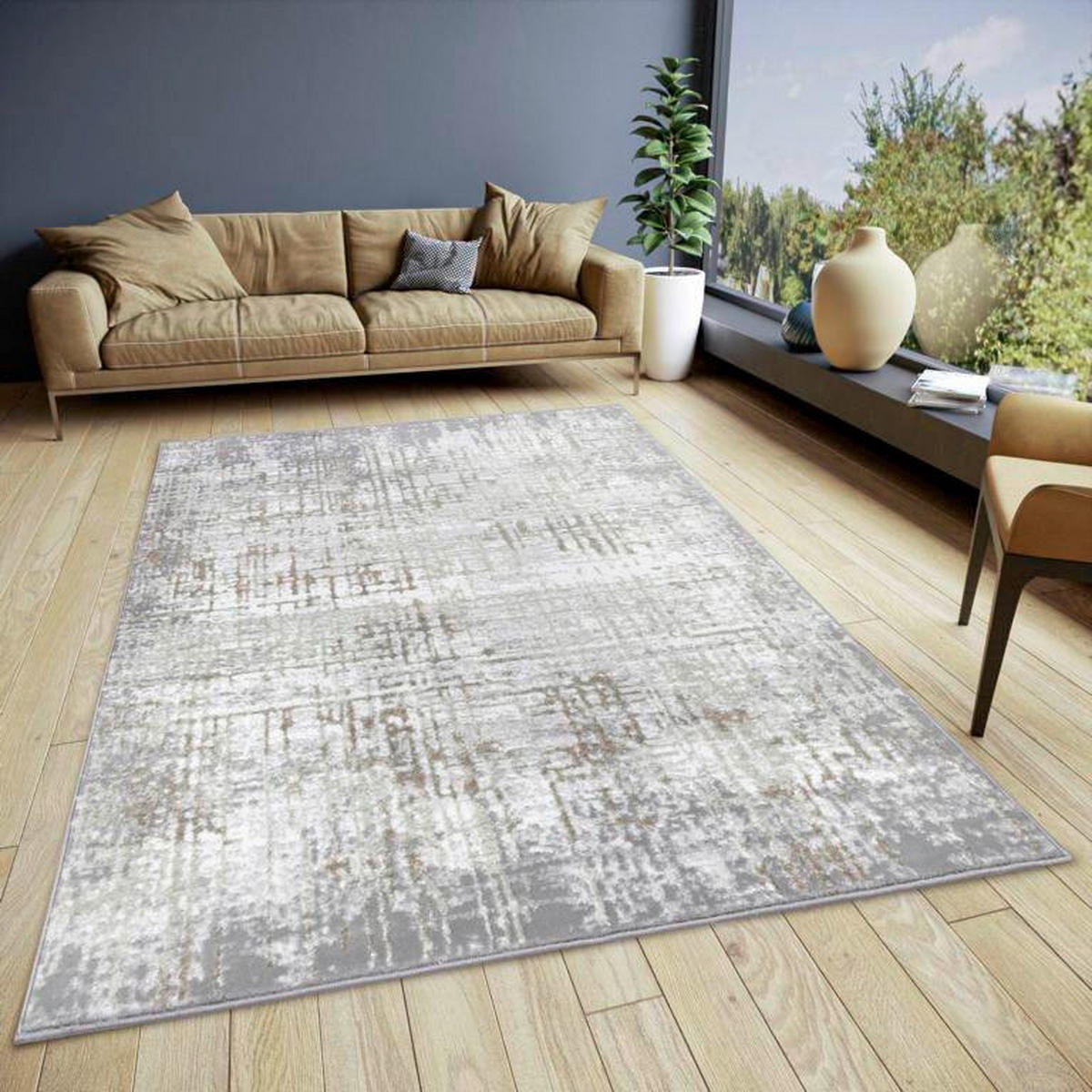 VINTAGE-TEPPICH 200/280 cm Shine Creme, Grau  - Creme/Grau, Design, Kunststoff (200/280cm)
