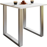 ESSTISCH Silberfarben, Weiß  - Silberfarben/Weiß, Basics, Holzwerkstoff/Metall (80/50/76cm) - MID.YOU