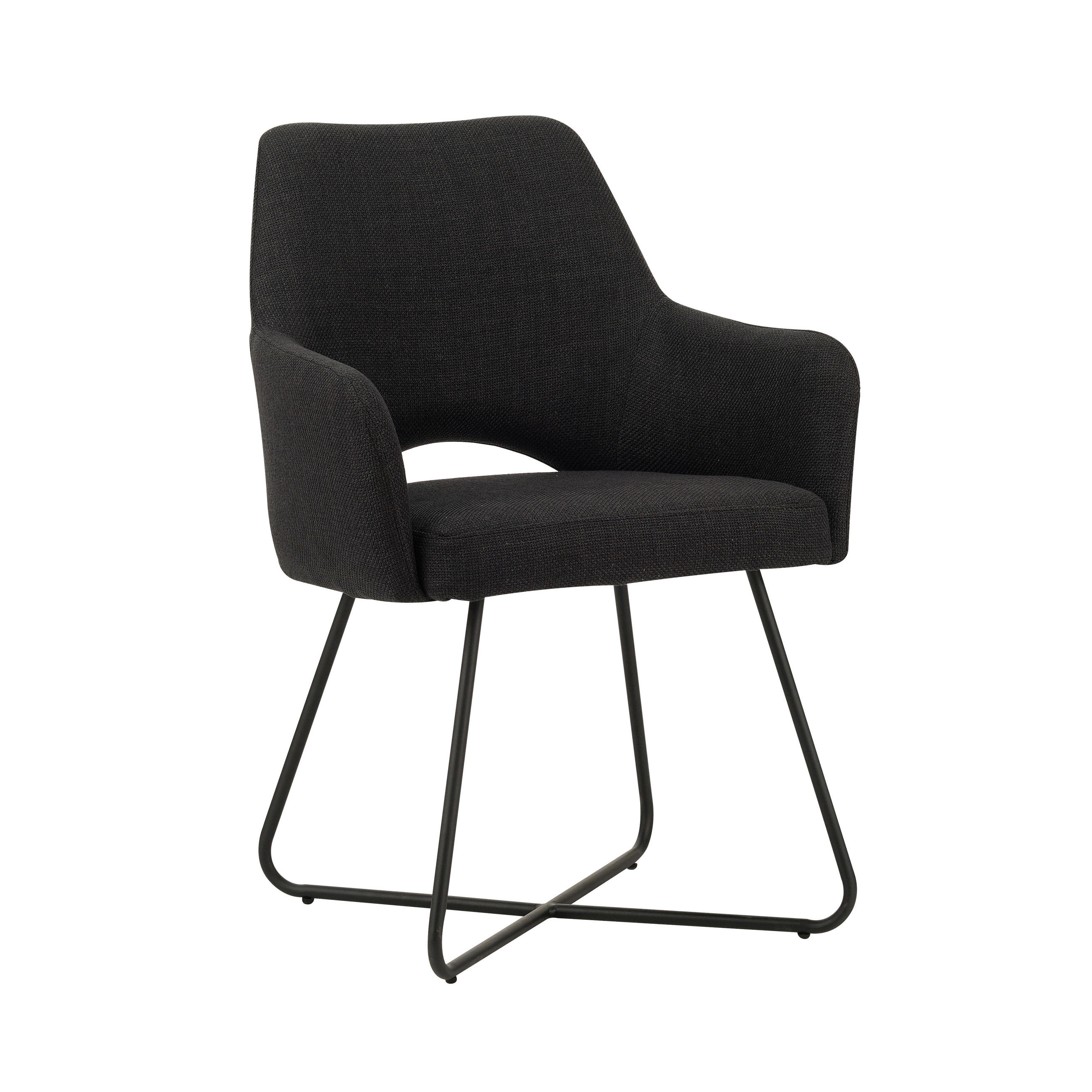 ARMLEHNSTUHL   Webstoff  Schwarz  - Schwarz, MODERN, Textil/Metall (60/88/63,5cm) - MID.YOU