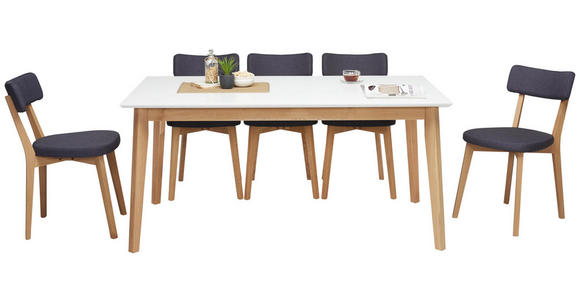 ESSTISCH in Holz, Holzwerkstoff 160/90/75 cm - Eichefarben/Weiß, Design, Holz/Holzwerkstoff (160/90/75cm) - Hom`in