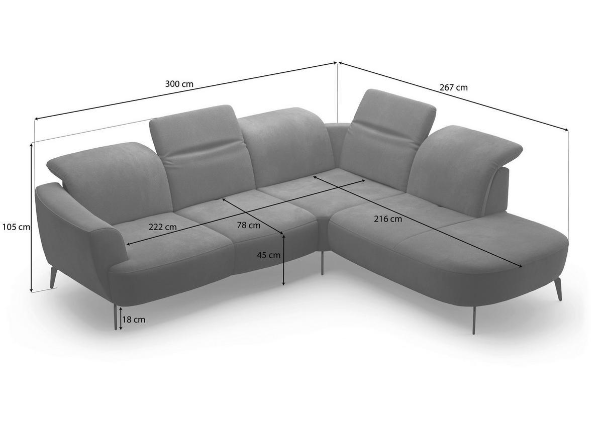 ECKSOFA in Flachgewebe Taupe  300/267 cm  - Taupe/Schwarz, KONVENTIONELL, Textil/Metall (300/267cm) - Sit & More