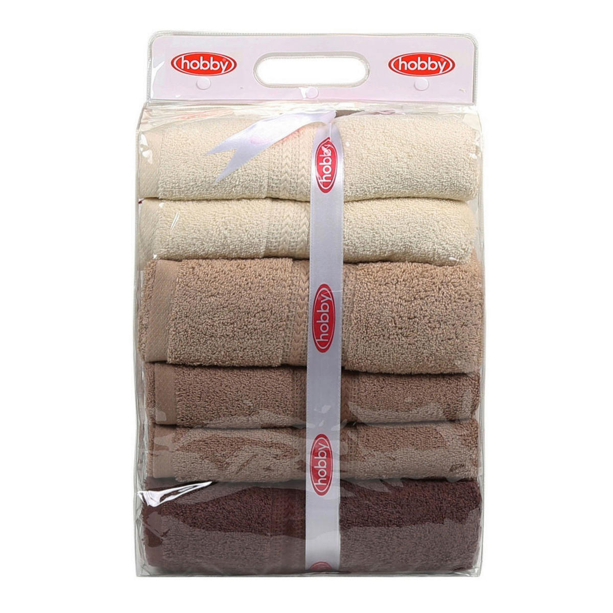 DUSCHTUCHSET Braun, Creme, Beige 4-teilig  - Beige/Creme, Basics, Textil (70/140cm)