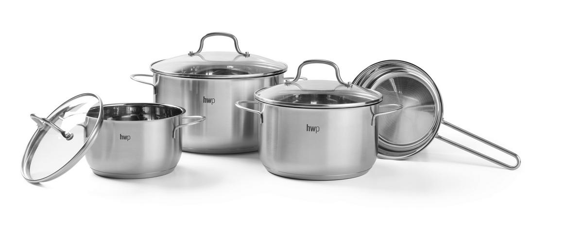 SET DE OALE 4 piese  - străveziu/culoare inox, Basics, sticlă/metal - Homeware Profession.