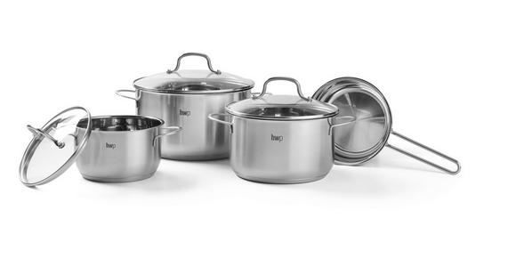 KOCHTOPFSET SAPHIRA 4-teilig  - Klar/Edelstahlfarben, Basics, Glas/Metall - Homeware Profession.