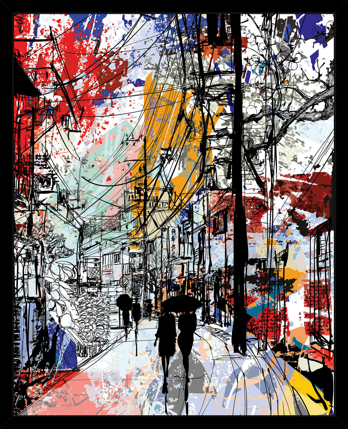 KUNSTDRUCK Abstraktes  - Rot/Schwarz, Trend, Papier/Holzwerkstoff (42/52cm) - Monee