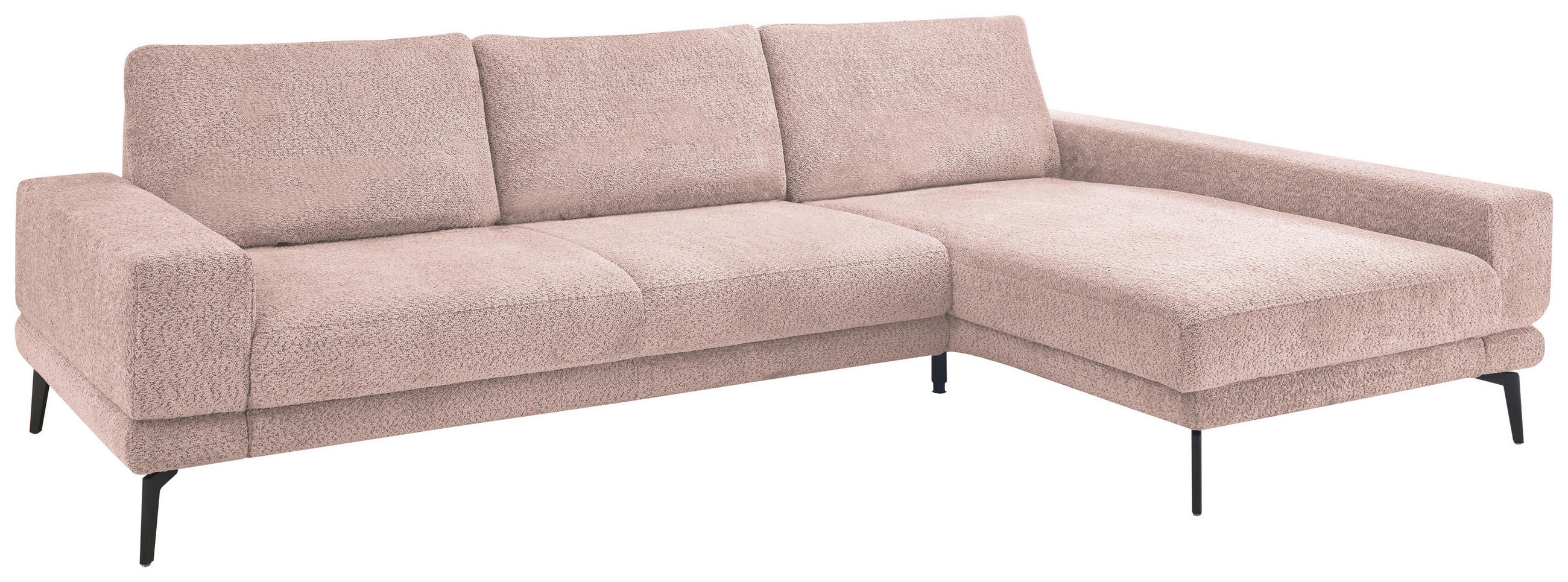 ECKSOFA Rosa Chenille  - Schwarz/Rosa, KONVENTIONELL, Textil/Metall (294/184cm) - SetOne by Musterring