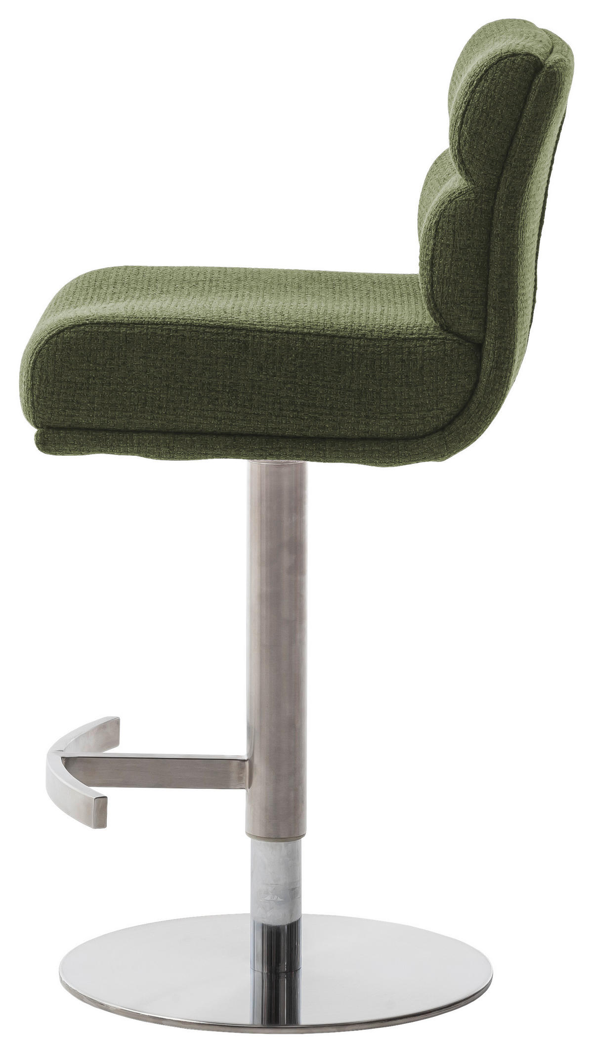 BARHOCKER in Metall, Textil Edelstahlfarben, Olivgrün  - Edelstahlfarben/Olivgrün, Design, Textil/Metall (43/84/52cm) - Dieter Knoll