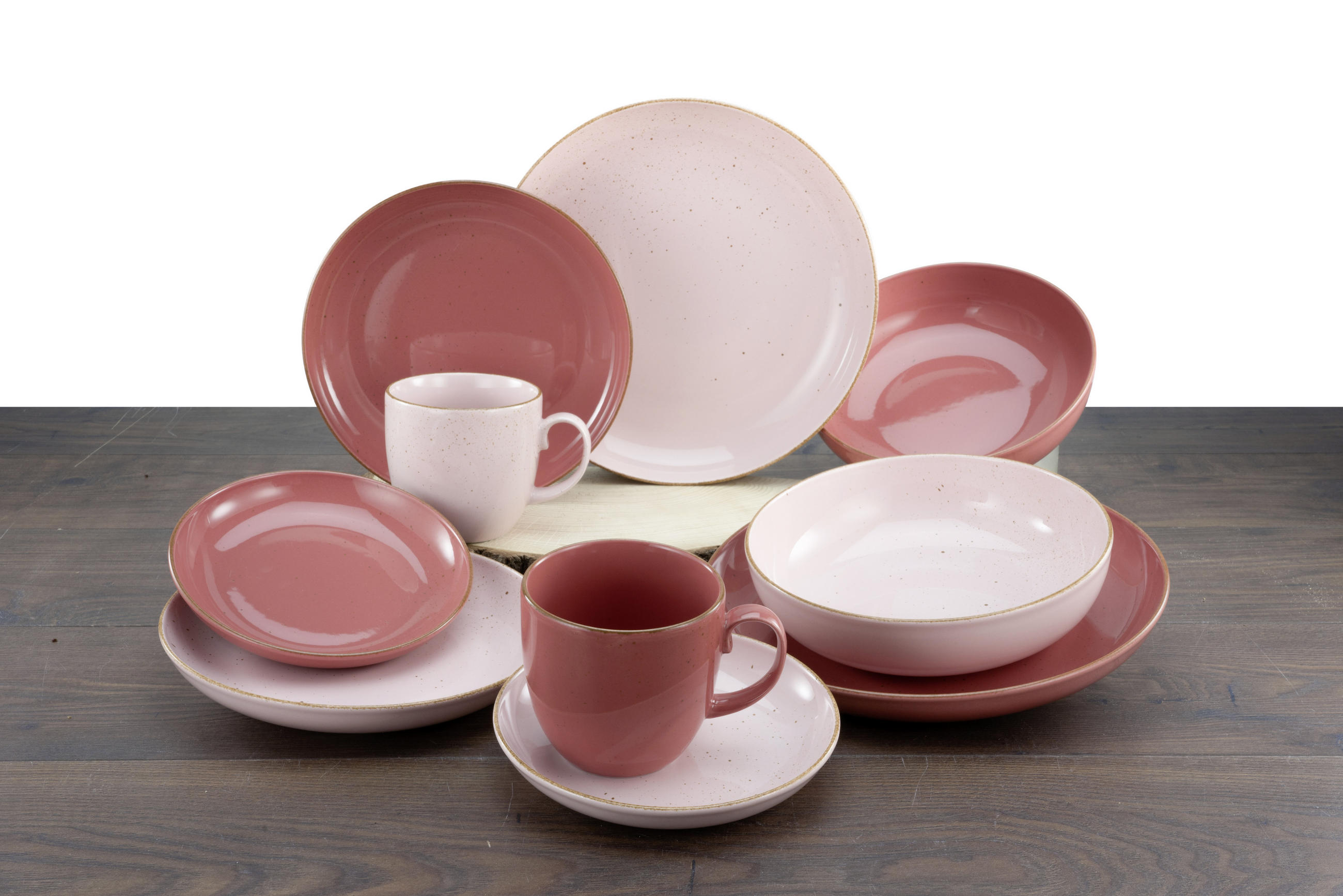 KOMBISERVICE Rosa, Rotbraun Allround Giardino 10-teilig 2 Personen  - Rotbraun/Rosa, KONVENTIONELL, Keramik (37,5/23/30,5cm) - Creatable