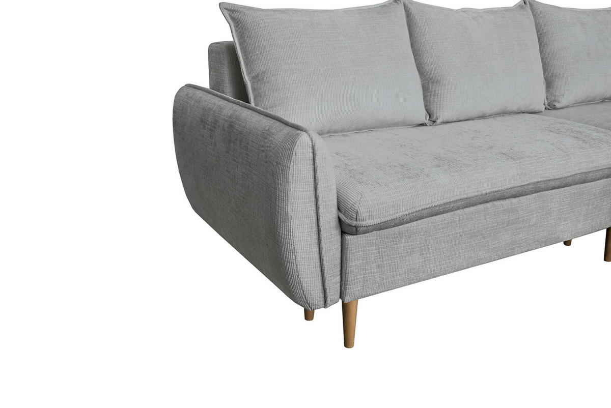 ECKSOFA Grau Chenille  - Buchefarben/Grau, KONVENTIONELL, Holz/Textil (244/163cm) - Carryhome