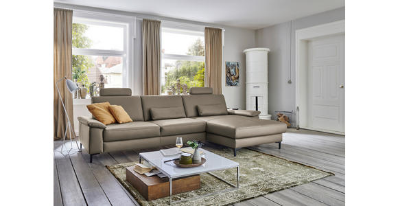ECKSOFA  in Echtleder Graubraun  334/176 cm  - Graubraun/Schwarz, Design, Leder/Metall (334/176cm) - Dieter Knoll