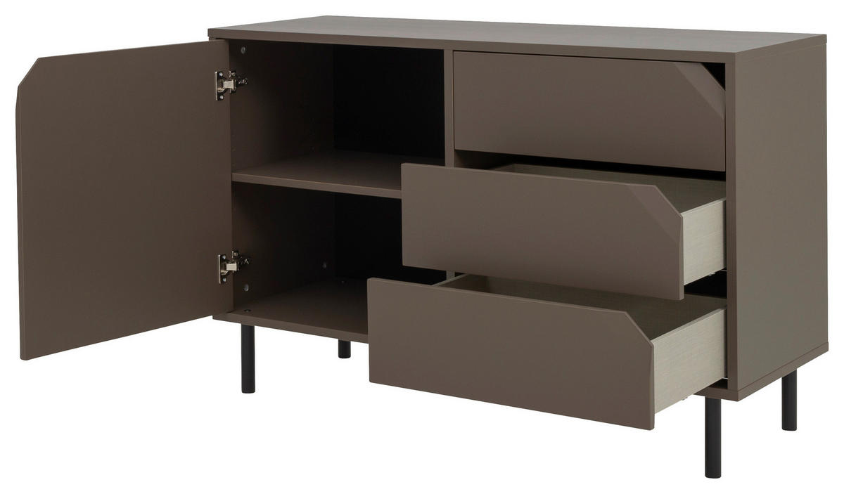 SIDEBOARD  in 118/77/43 cm  - Taupe/Schwarz, Design, Holzwerkstoff/Metall (118/77/43cm)