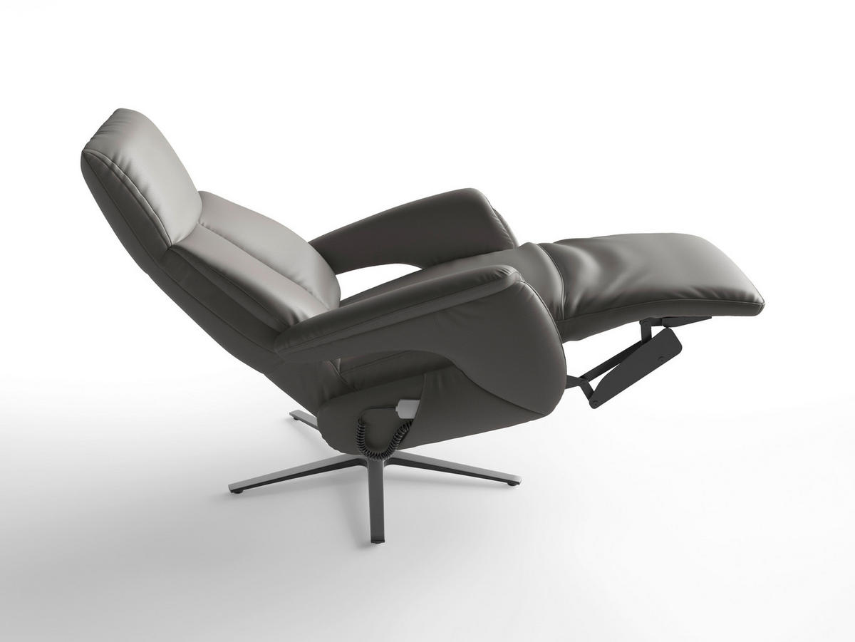 RELAXSESSEL Leder Mokka  - Schwarz/Mokka, Basics, Leder/Metall (75/110/85cm) - Sit & More