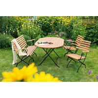 GARTENTISCHGRUPPE Eukalyptusholzmassiv Stahl  - Schwarz/Naturfarben, ROMANTIK / LANDHAUS, Holz/Metall (140/75/90cm) - Gardenson