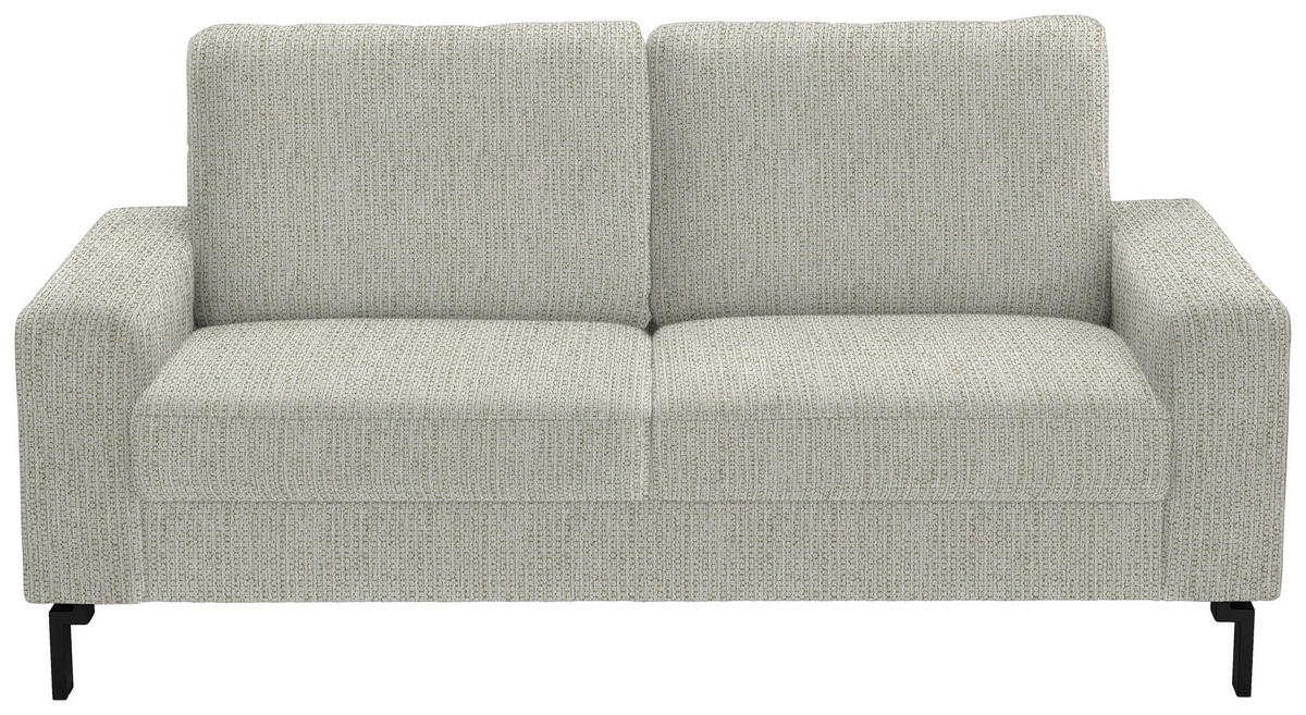 2-SITZER-SOFA  in Flachgewebe Naturfarben  - Schwarz/Naturfarben, Design, Textil/Metall (178/86/97cm) - Hom`in