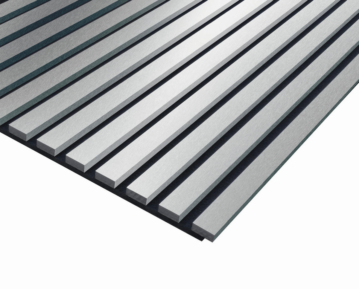 AKUSTIKPANEEL Silber gebürstet foliert 57.25/2/240 cm  - Silberfarben, KONVENTIONELL, Holzwerkstoff/Textil (57.25/2/240cm)