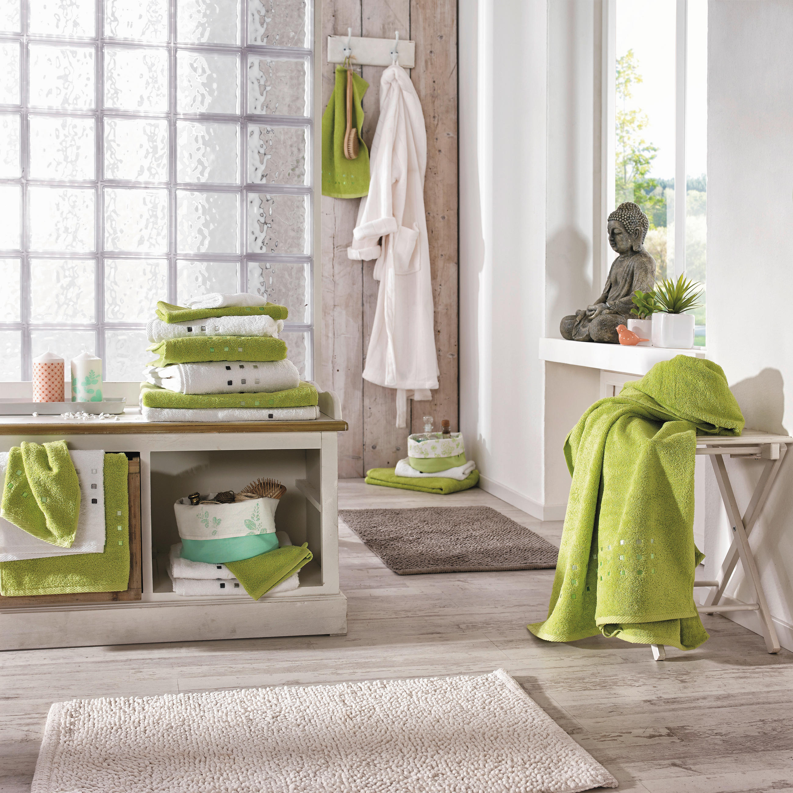 DUSCHTUCH 70/140 cm  - Grün, Konventionell, Textil (70/140cm) - Esposa