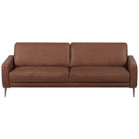 Canapea 3,5 Locuri, piele, maro închis - maro închis/negru cromat, Design, metal/piele (207/85/92cm) - Livetastic