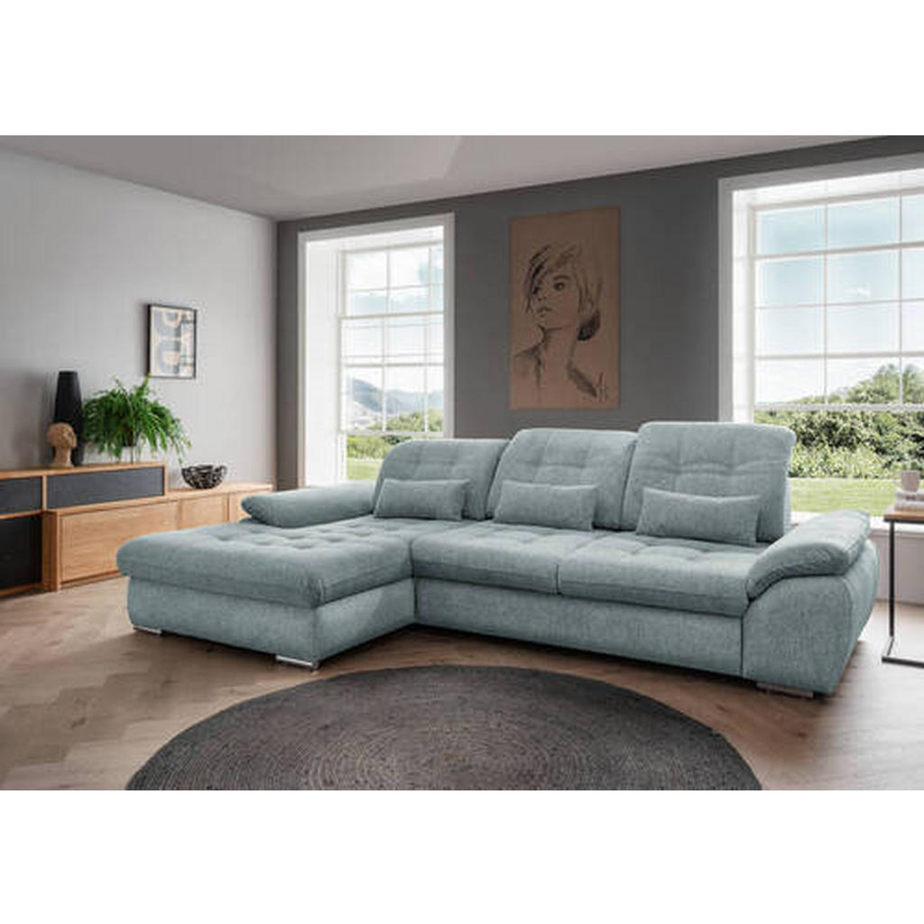 Thumbnail - Livetastic Ecksofa, Blau, Textil, Uni, 4-Sitzer, Füllung: Schaumstoff, L-Form, 314x184 cm, Liegefunktion, seitenverkehrt...