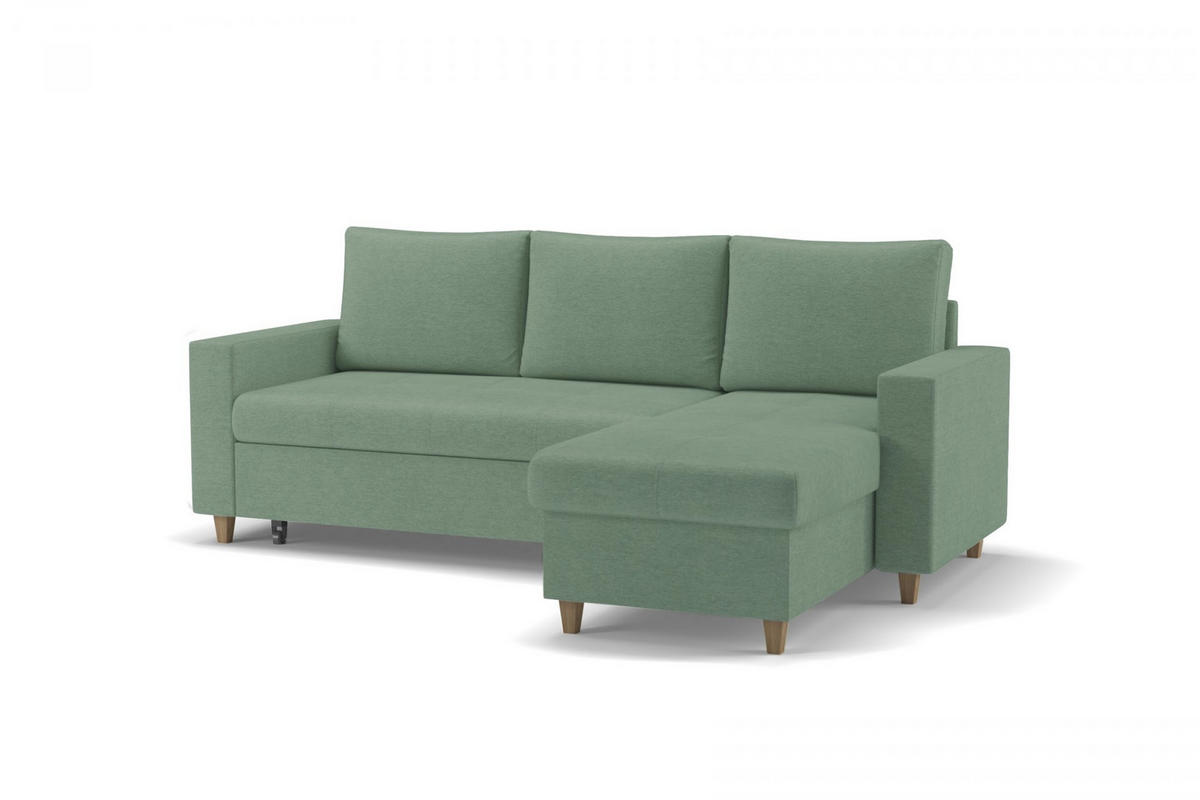 ECKSOFA MARCO in Chenille Mintgrün  227/96 cm  - Buchefarben/Mintgrün, Design, Holz/Holzwerkstoff (227/96cm) - MID.YOU