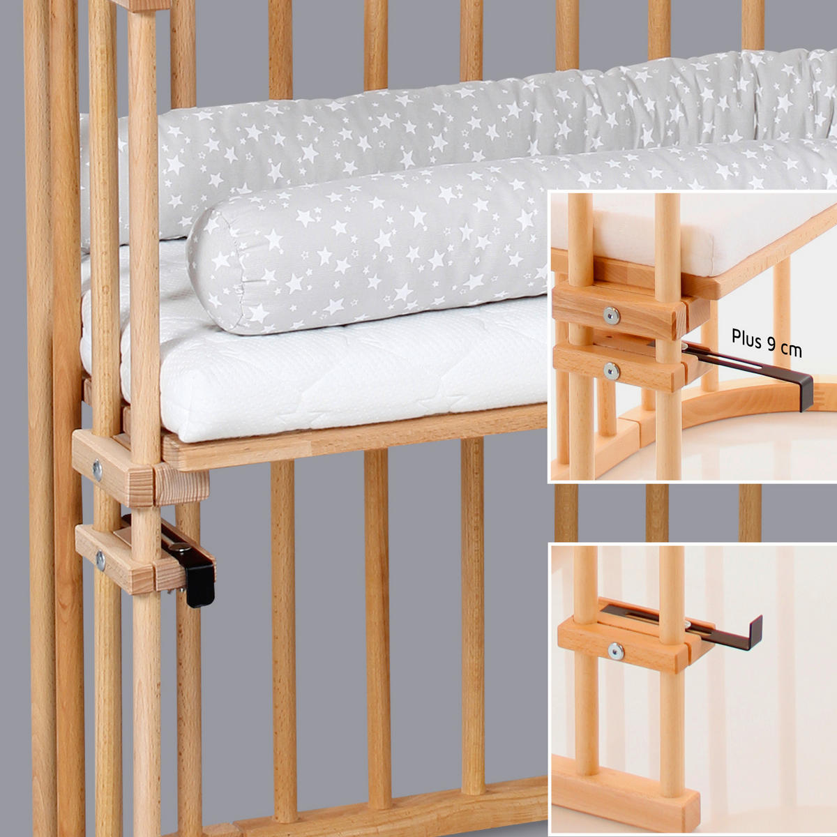 BEISTELLBETT 87/46/79 cm  - Kernbuche, Basics, Holz (87/46/79cm) - Babybay