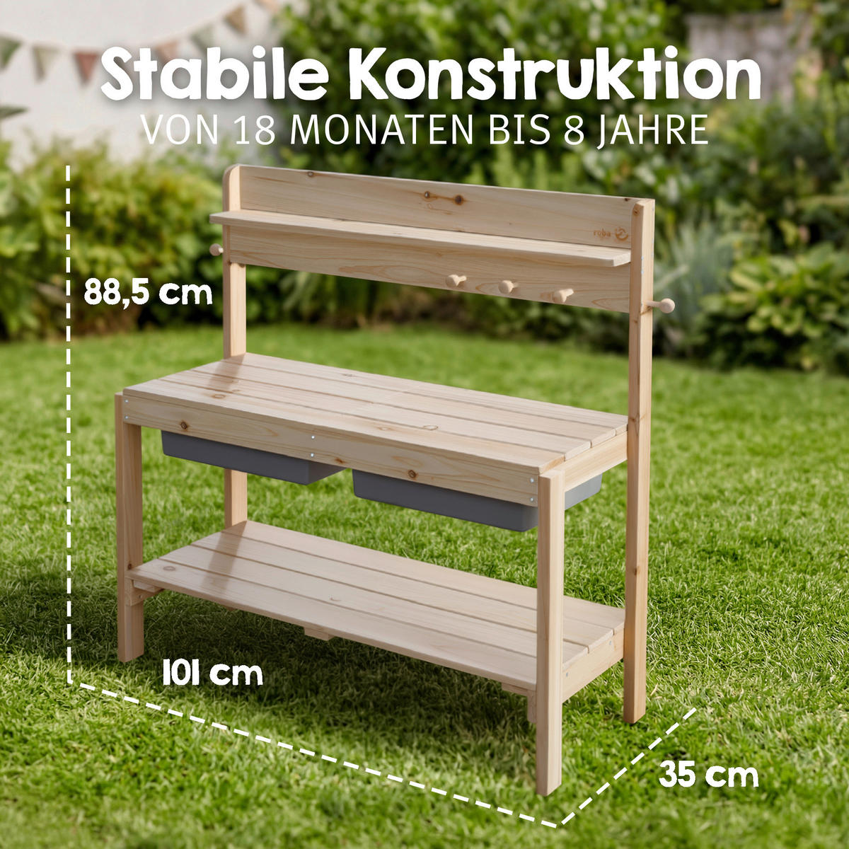 MATSCHKÜCHE  - Naturfarben, Basics, Holz/Kunststoff (89,5/88,5/35cm) - Roba