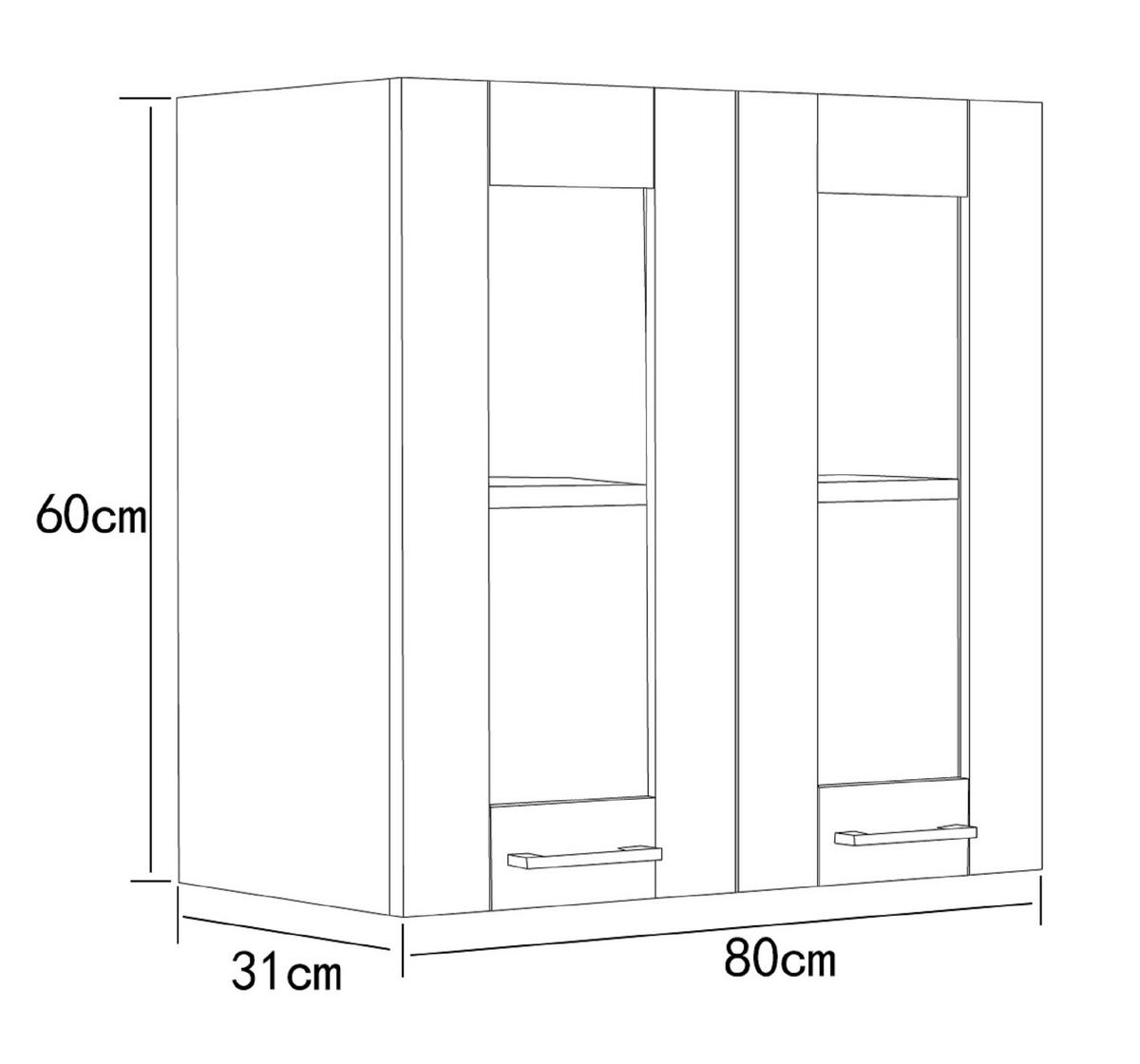 KÜCHENOBERSCHRANK 80/60/31 cm  in Anthrazit, Weiss  - Weiss/Anthrazit, Trend, Glas/Holzwerkstoff (80/60/31cm) - MID.YOU