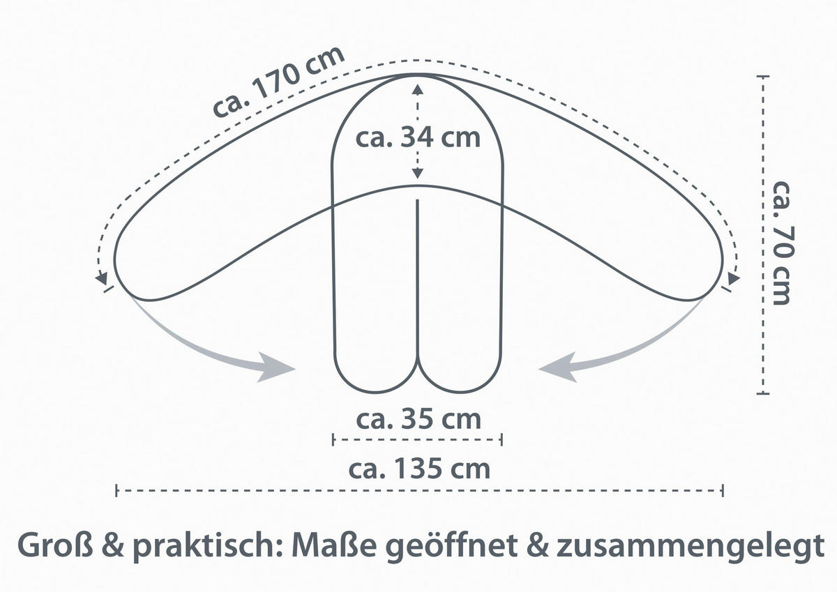 STILLKISSEN 170 cm Dodo Pillow   - Hellgrau, Basics, Textil (170cm) - Theraline